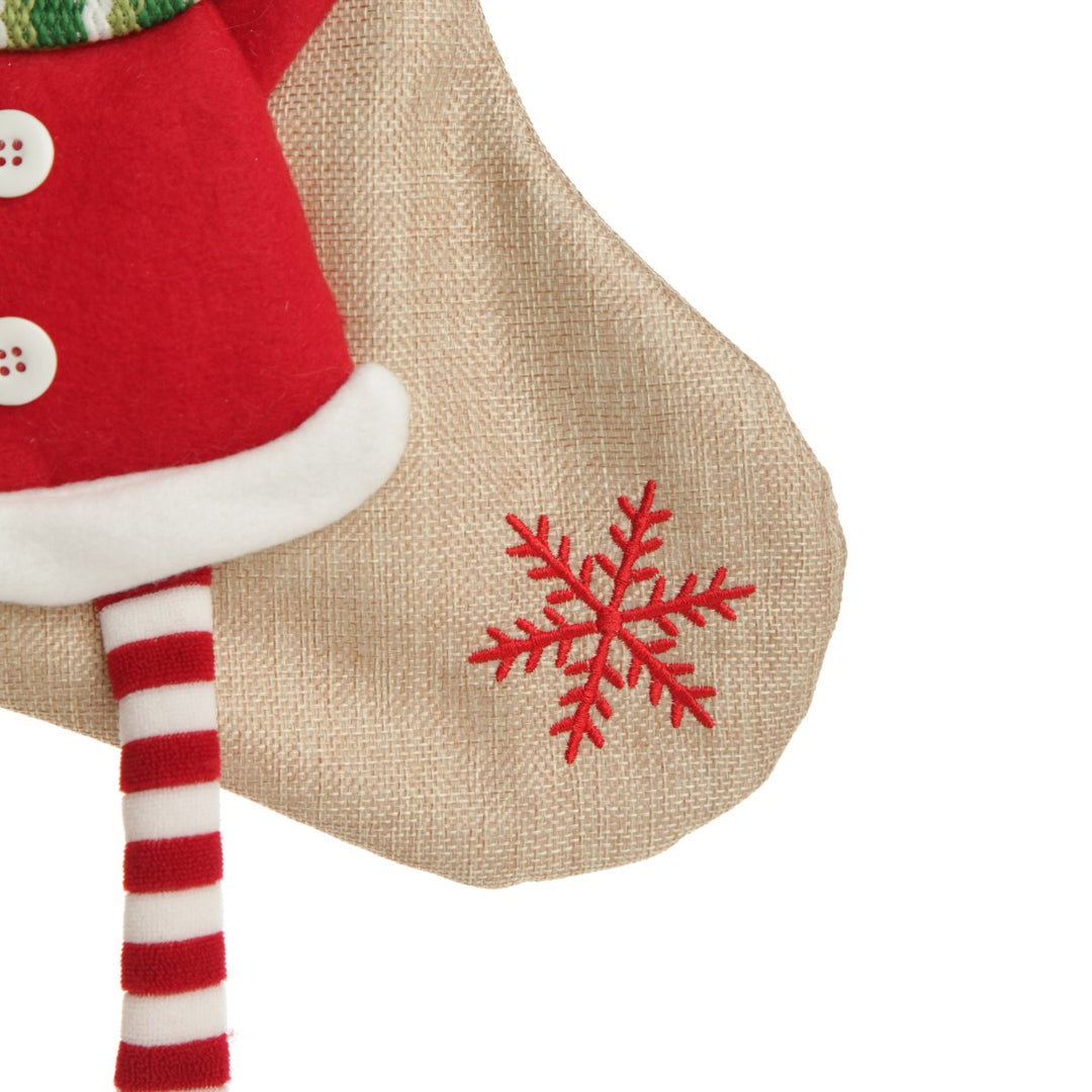 Personalised Reindeer Christmas Stocking with Dangly Legs - Snowflake detail
