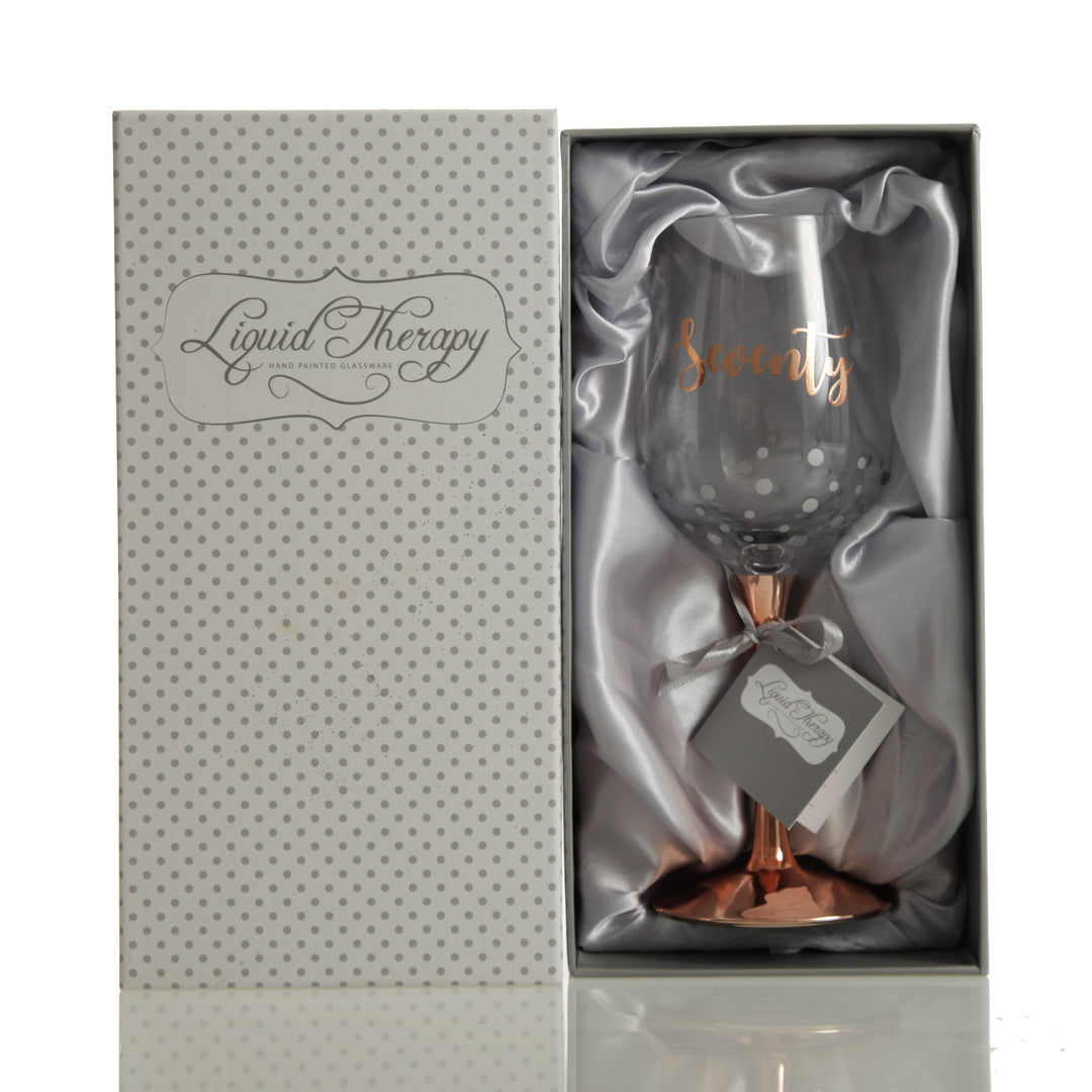 Personalised Rose Gold 70th Birthday Wine Glass