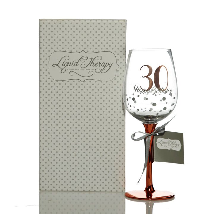 Personalised Rose Gold Number 30 Happy Birthday Wine Glass