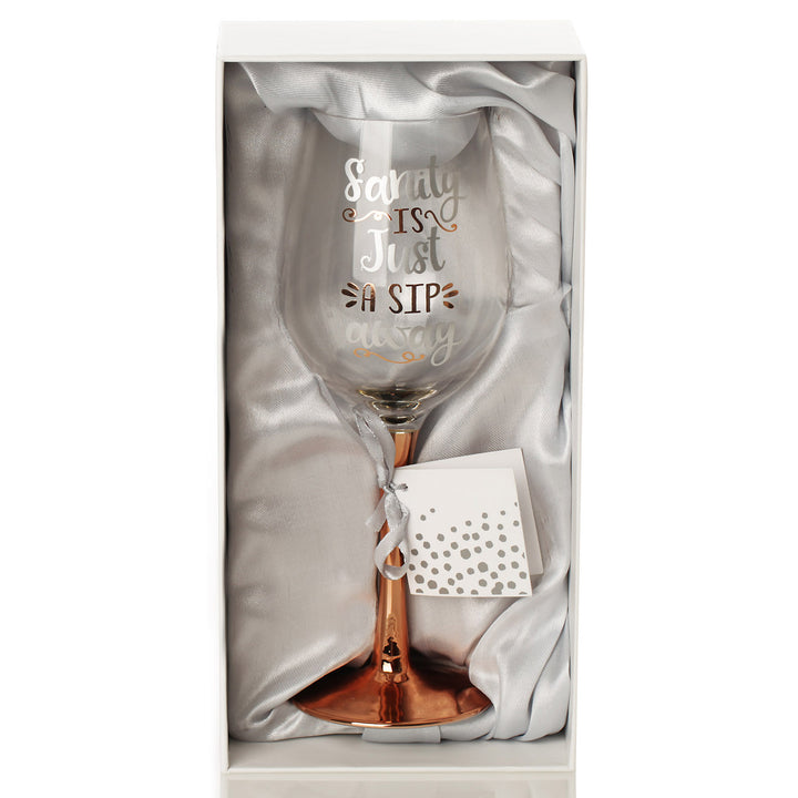Personalised Rose Gold Sanity is Just a Sip Away Wine Glass