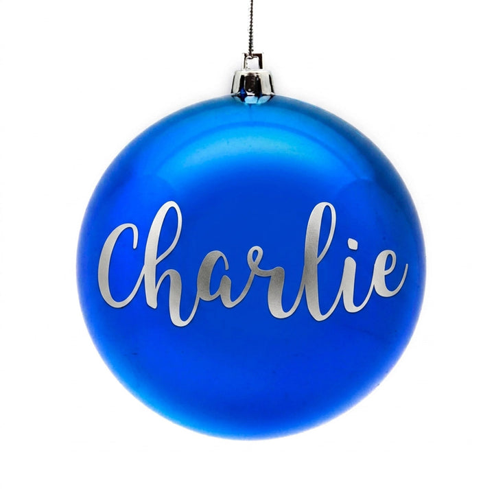 Personalised Blue Shatterproof Christmas Bauble