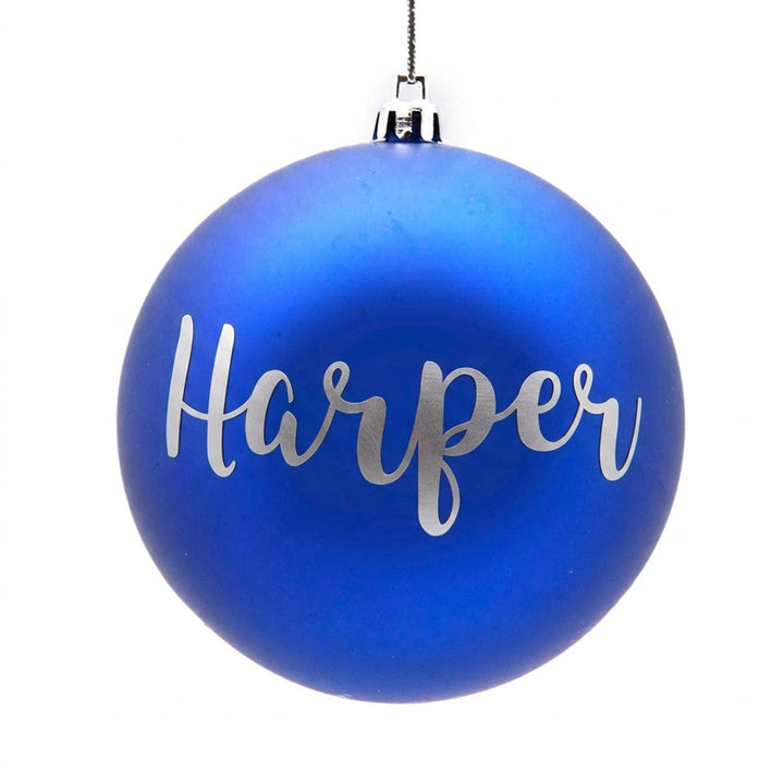 Personalised Blue Shatterproof Christmas Bauble
