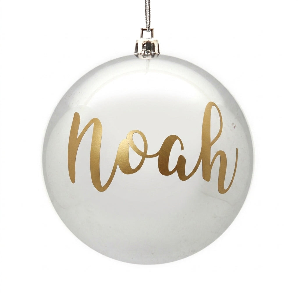Personalised Silver Shatterproof Christmas Bauble