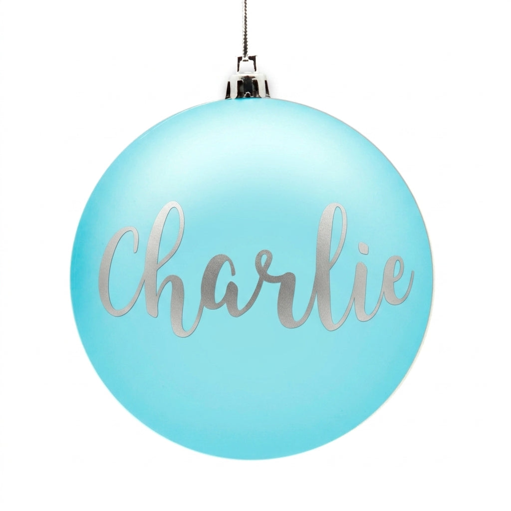 Personalised Sky Blue Shatterproof Christmas Bauble