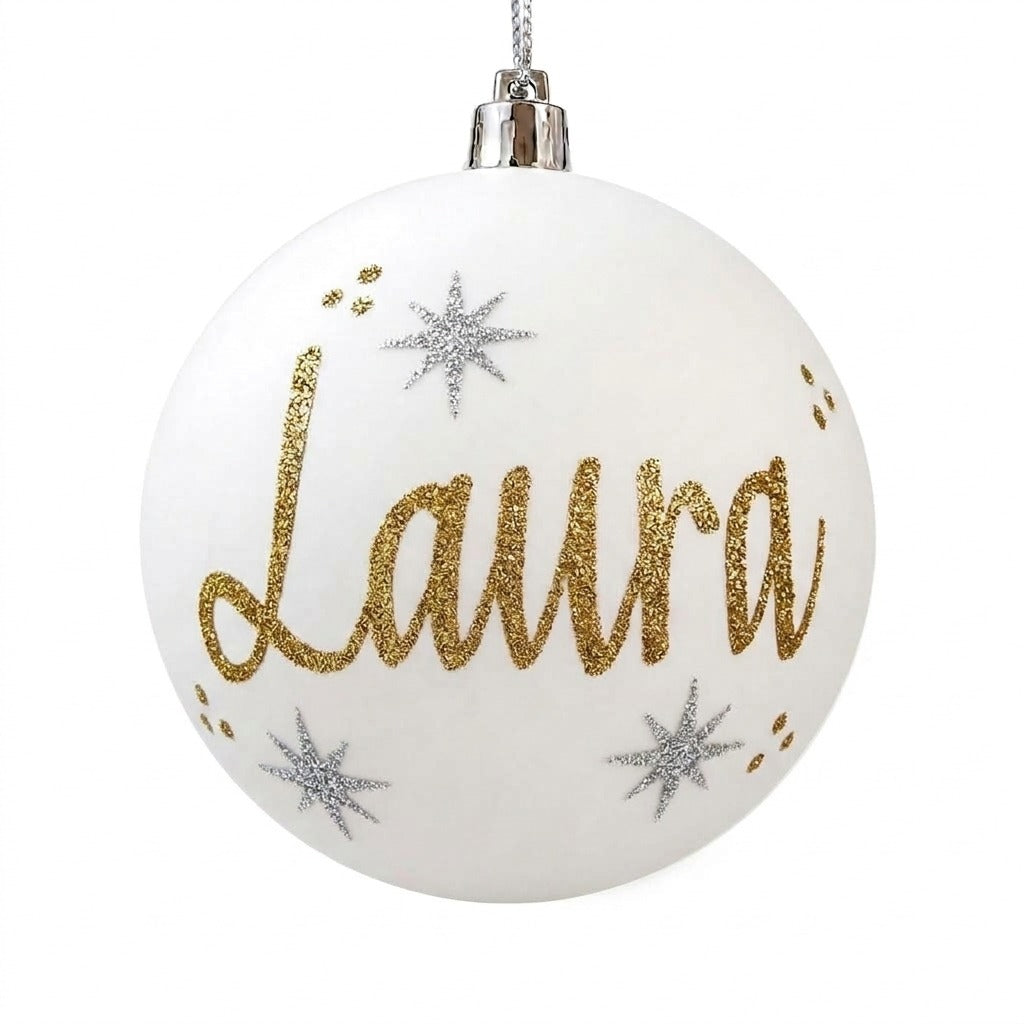 Personalised White Shatterproof Bauble - 10cm