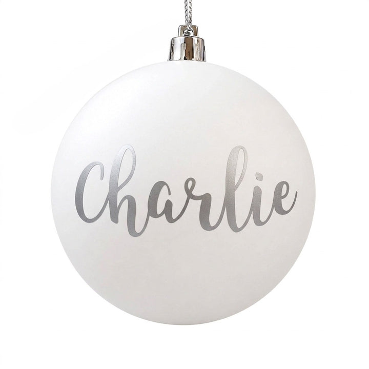 Personalised White Shatterproof Bauble - 10cm