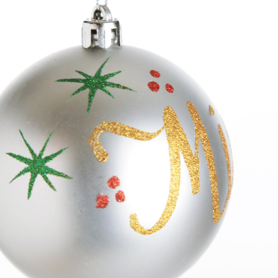 Personalised Silver Shatterproof Christmas Bauble - Detail