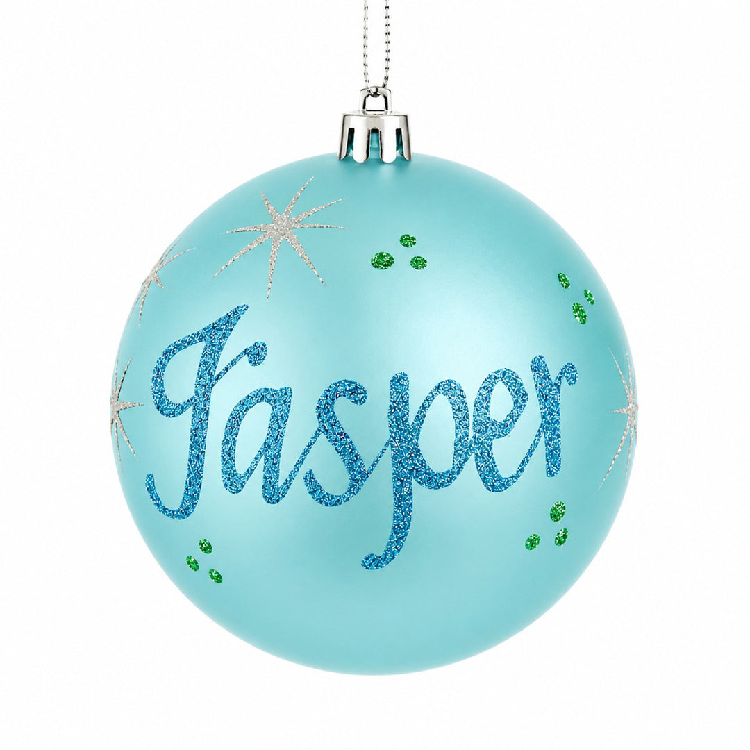 Personalised Sky Blue Shatterproof Christmas Bauble