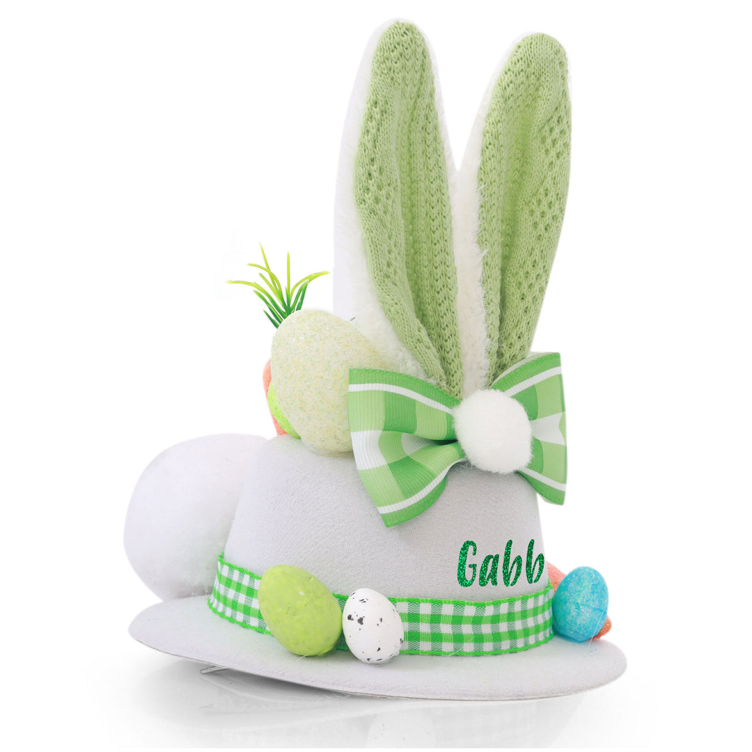 Personalised Small White and Green Bunny Ears Easter Hat