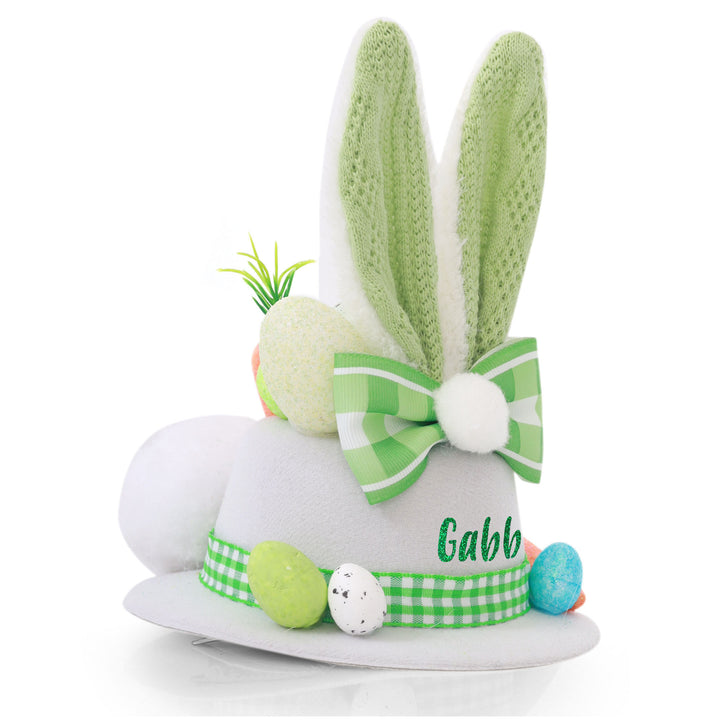 Personalised Small White and Green Bunny Ears Easter Hat