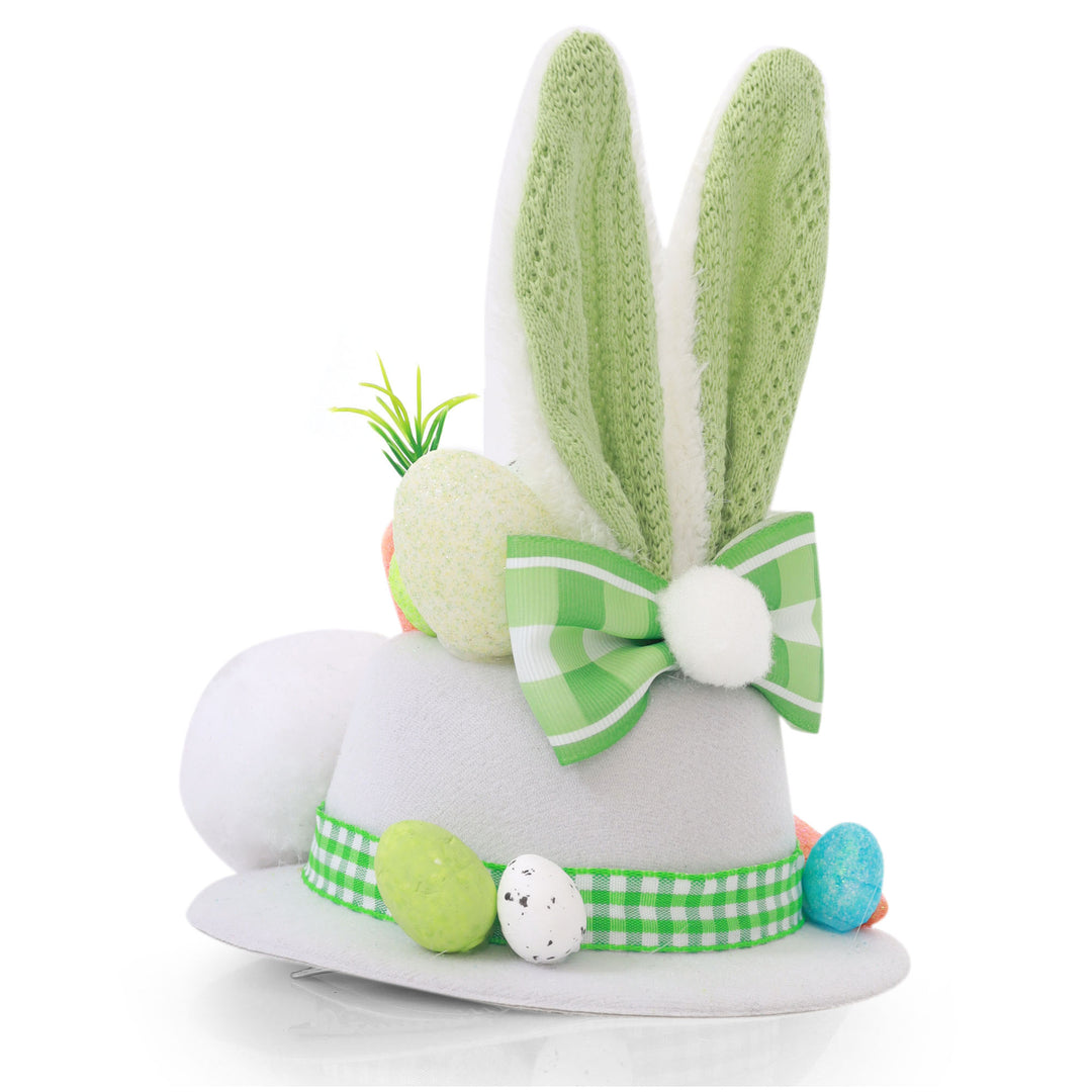 Personalised Small White and Green Bunny Ears Easter Hat