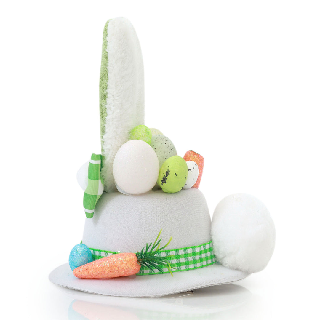 Personalised Small White and Green Bunny Ears Easter Hat