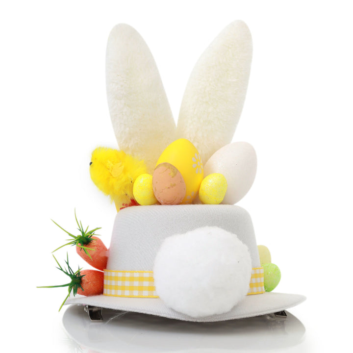 Personalised Small White and Yellow Bunny Ears Easter Hat