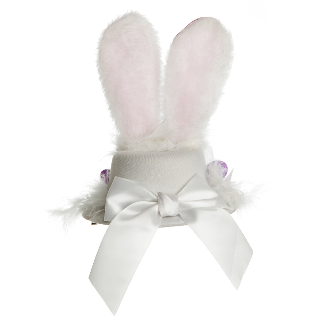 Personalised Small White Bunny Ears and Feathers Easter Hat

