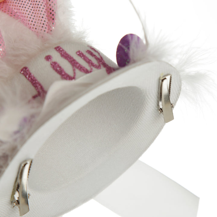 Personalised Small White Bunny Ears and Feathers Easter Hat

