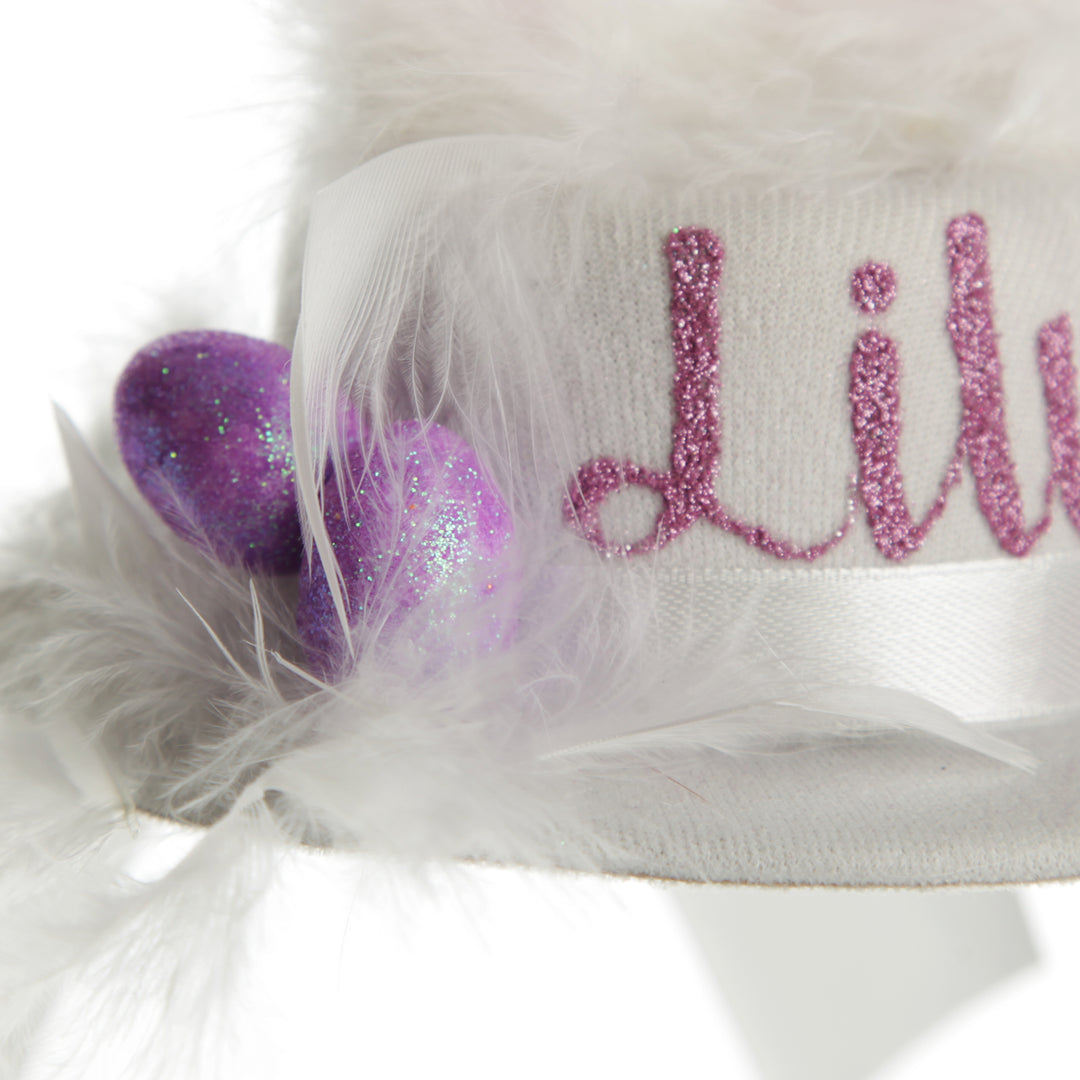 Personalised Small White Bunny Ears and Feathers Easter Hat


