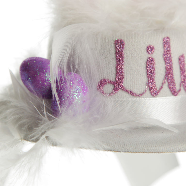 Personalised Small White Bunny Ears and Feathers Easter Hat

