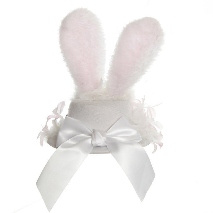 Personalised Small White Bunny Ears and Feathers Easter Hat

