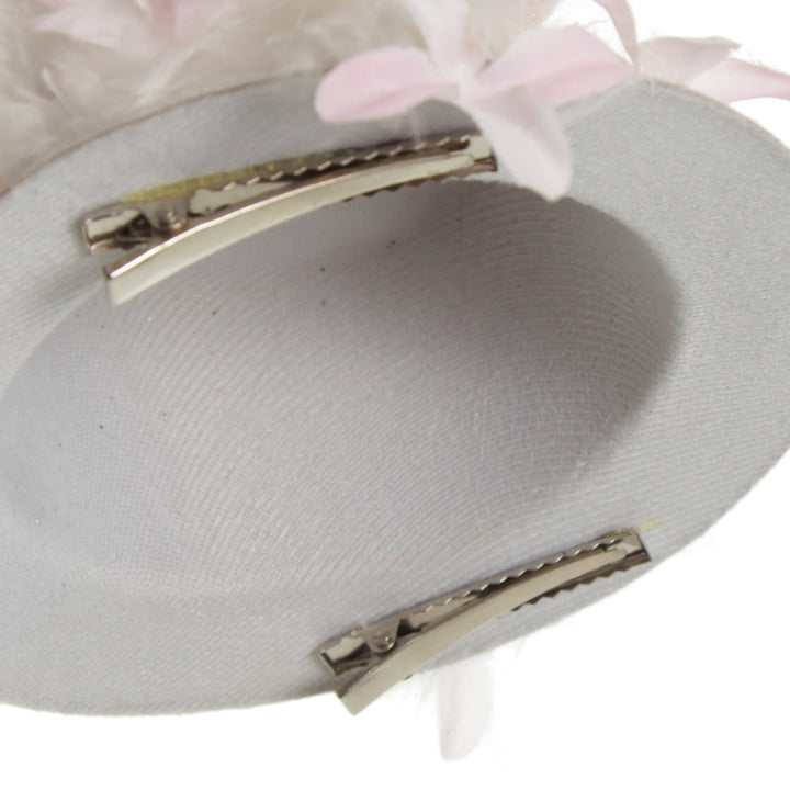 Handmade Small White Bunny Ears and Feathers Easter Hat with Clips