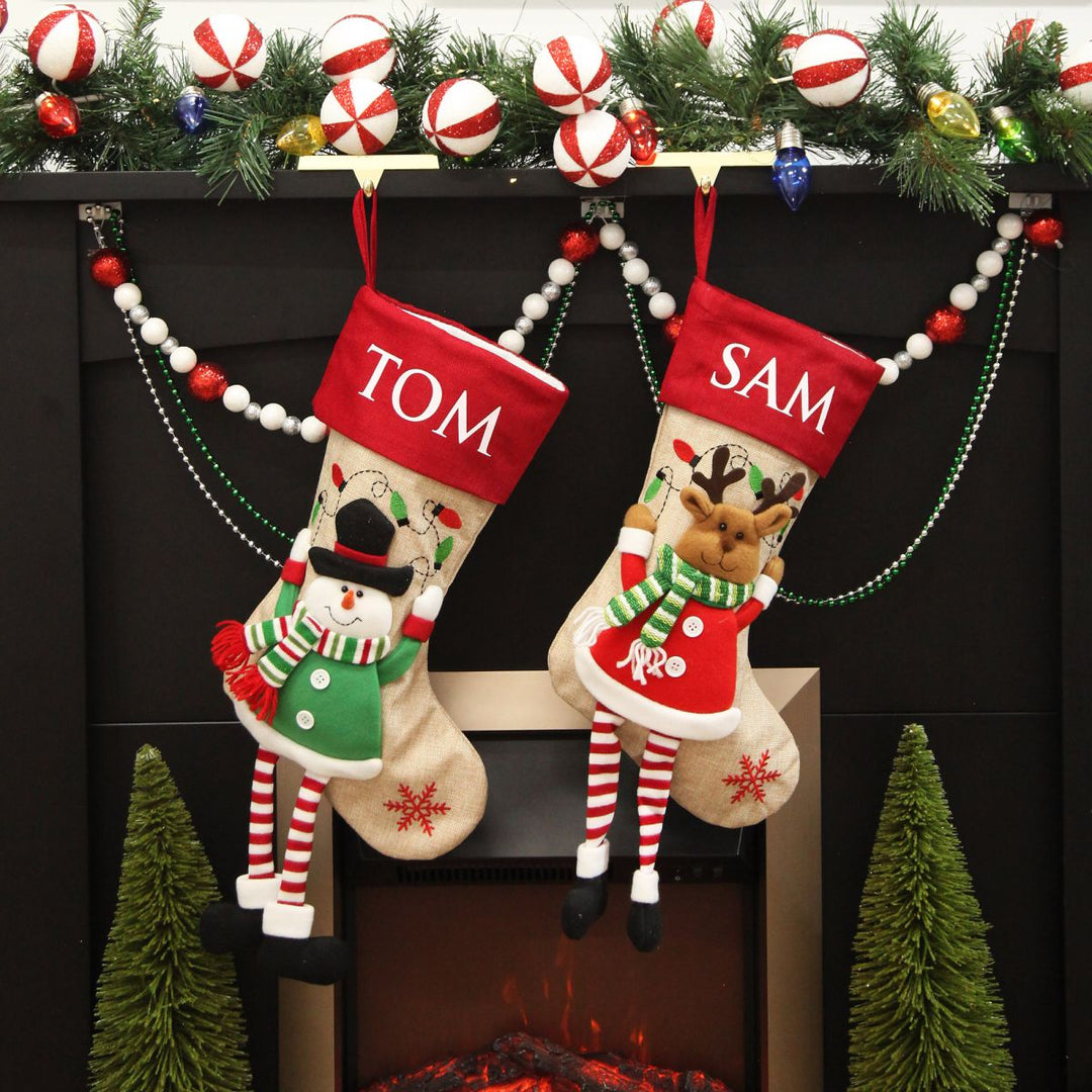 Personalised Snowman Christmas Stocking with Dangly Legs