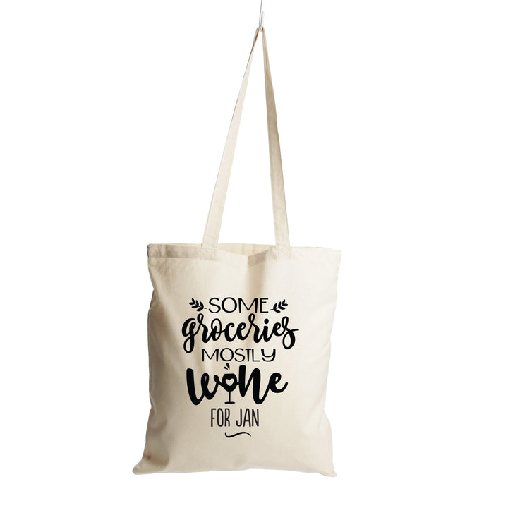 Personalised Some Groceries Mostly Wine Calico Tote Bag 