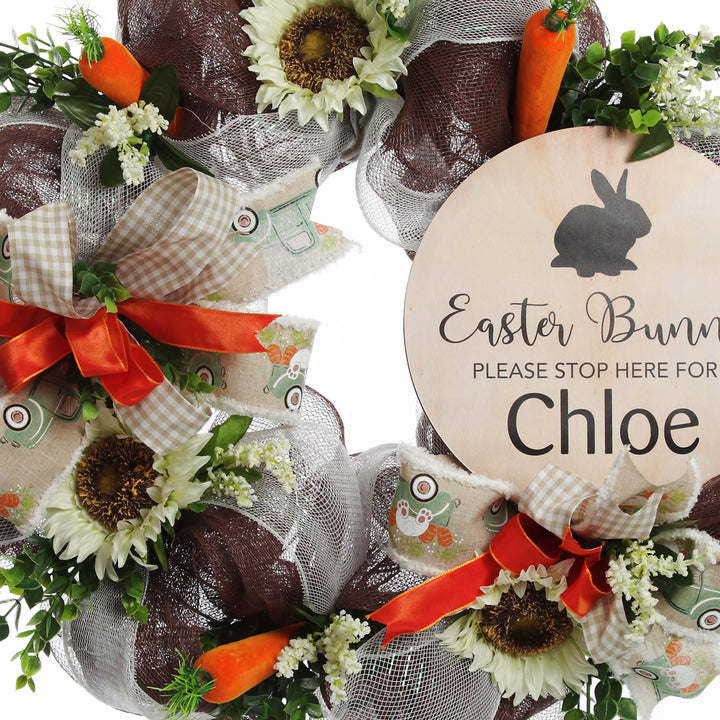 Personalised Sunflower and Carrots Easter Wreath