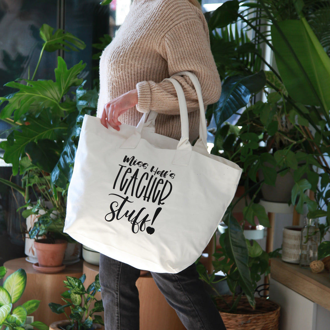 Personalised Teacher Stuff Canvas Deck Bag