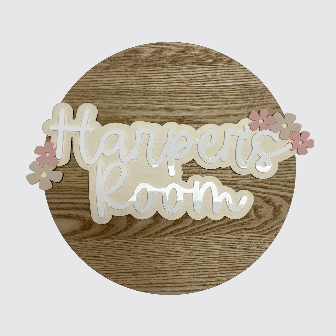 Personalised Timber and Acrylic Room Name Plaque 