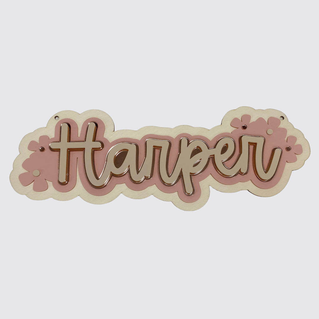 Personalised Timber Triple Acrylic Layered Name Plaque 