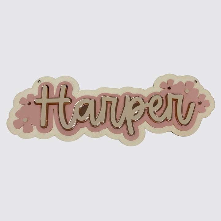 Personalised Timber Triple Acrylic Layered Name Plaque 