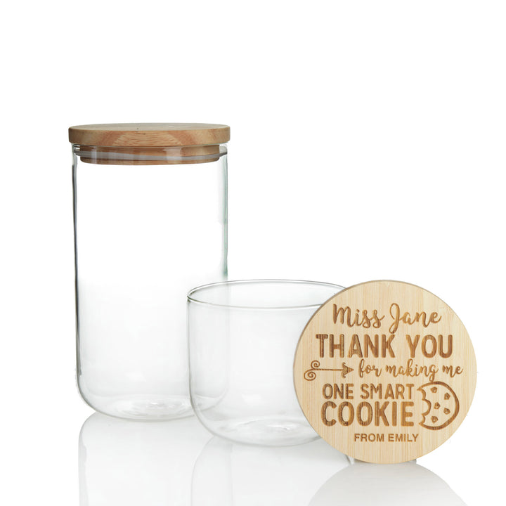 Personalised Treat Jar with Wooden Lid - One Smart Cookie