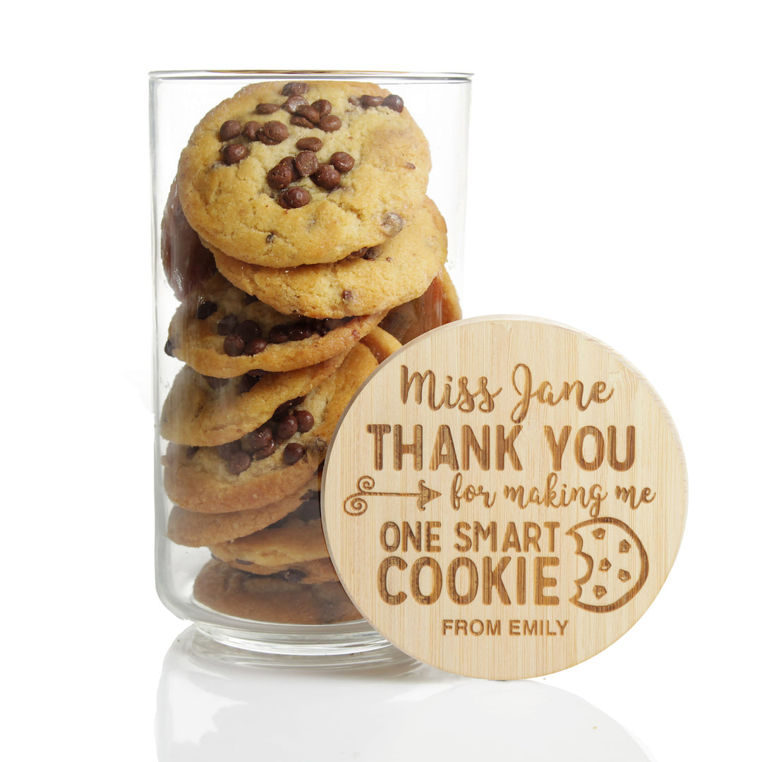 Personalised Treat Jar with Wooden Lid - One Smart Cookie
