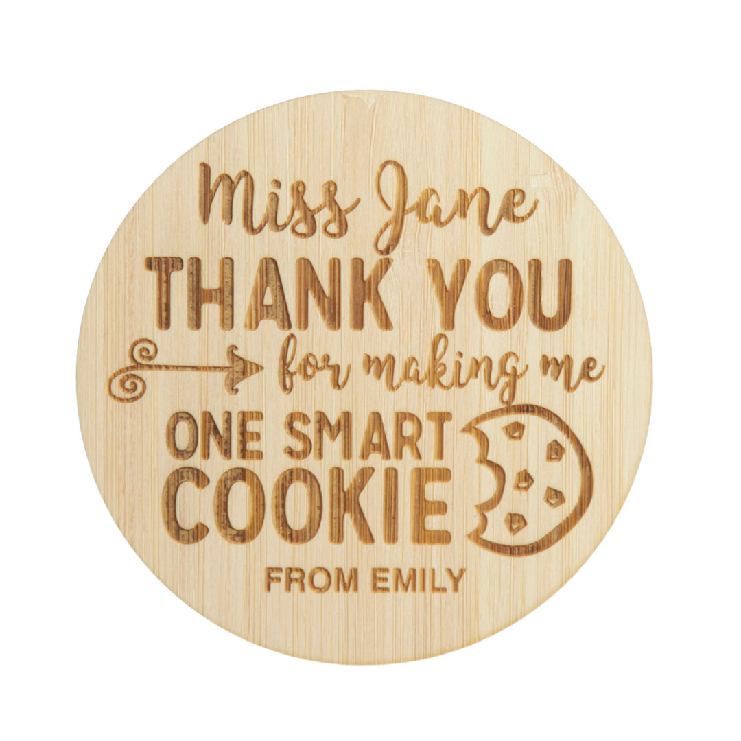 Personalised Treat Jar with Wooden Lid - One Smart Cookie
