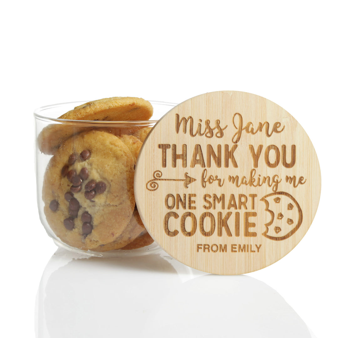 Personalised Treat Jar with Wooden Lid - One Smart Cookie