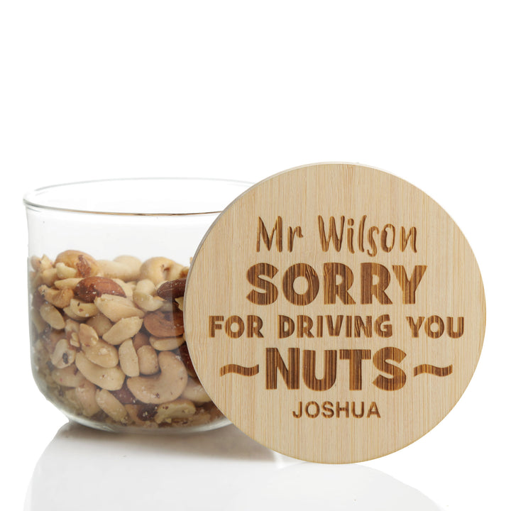 Personalised Treat Jar with Wooden Lid - Sorry for driving you Nuts