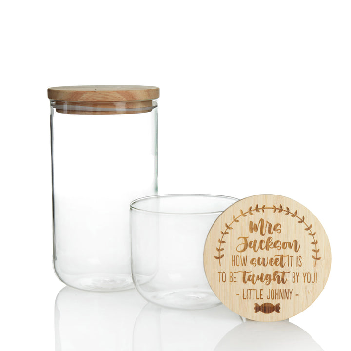Personalised Treat Jar with Wooden Lid - Sweet to be Taught