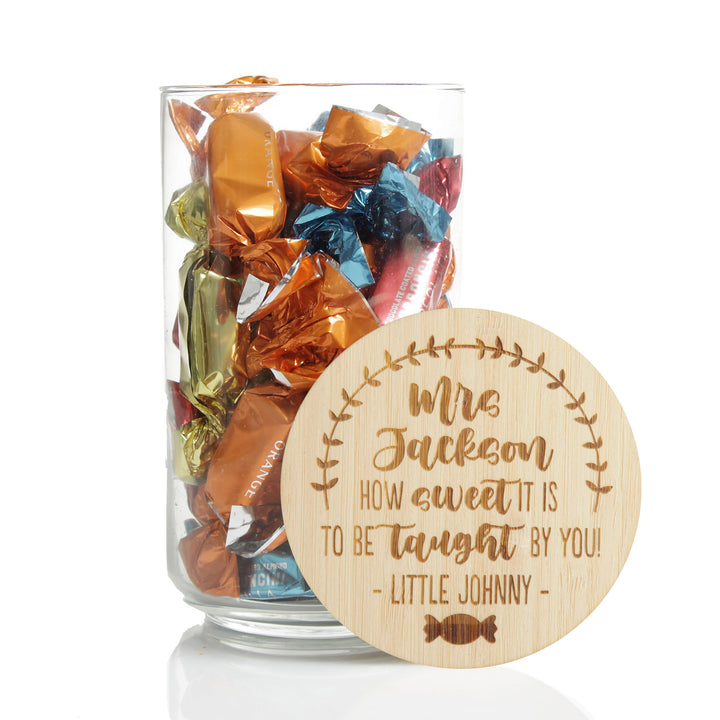 Personalised Treat Jar with Wooden Lid - Sweet to be Taught