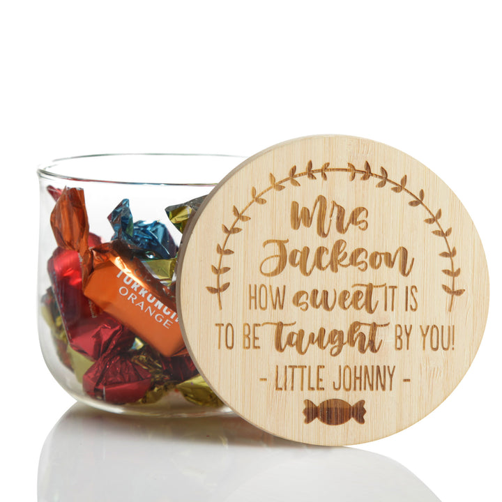 Personalised Treat Jar with Wooden Lid - Sweet to be Taught