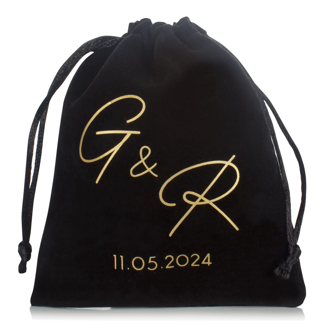 Personalised Velvet Wedding Favour Bag Bomboniere