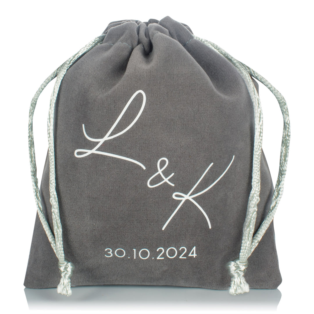 Personalised Velvet Wedding Favour Bag Bomboniere