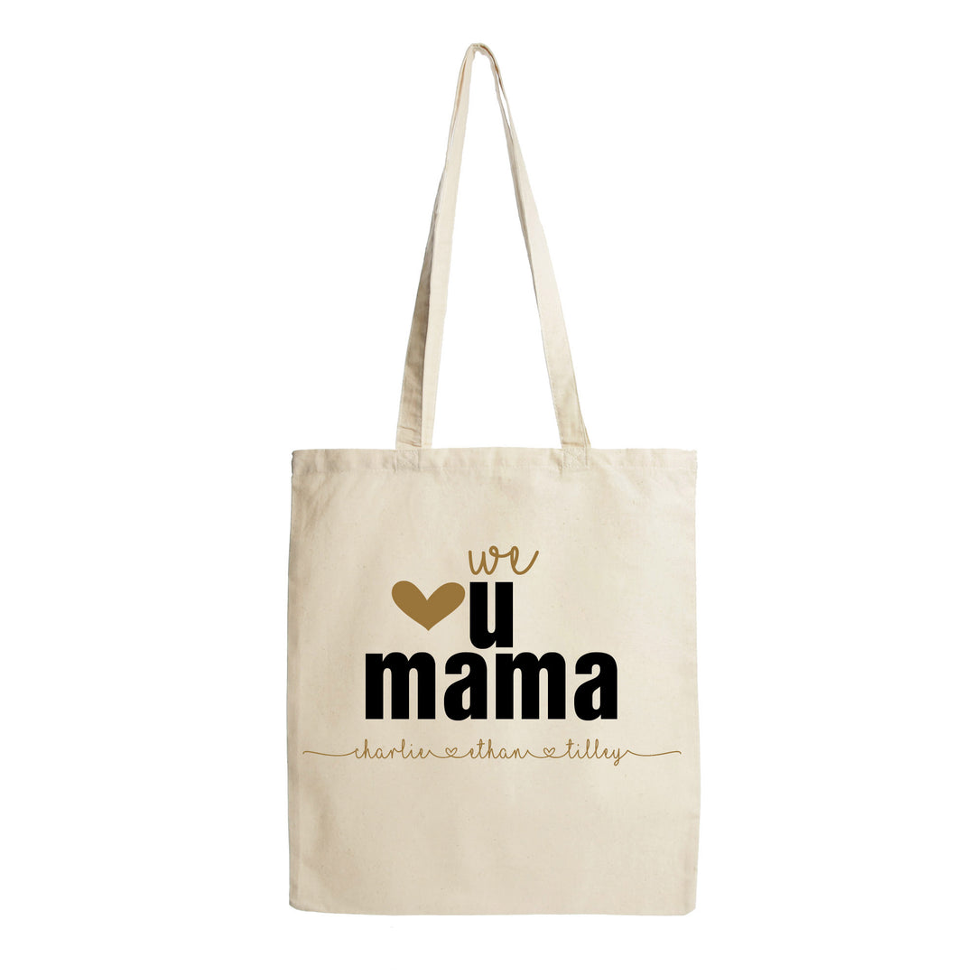 Personalised We Love You Mama Calico Tote Bag - Natural