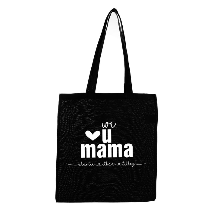 Personalised We Love You Mama Calico Tote Bag - Black