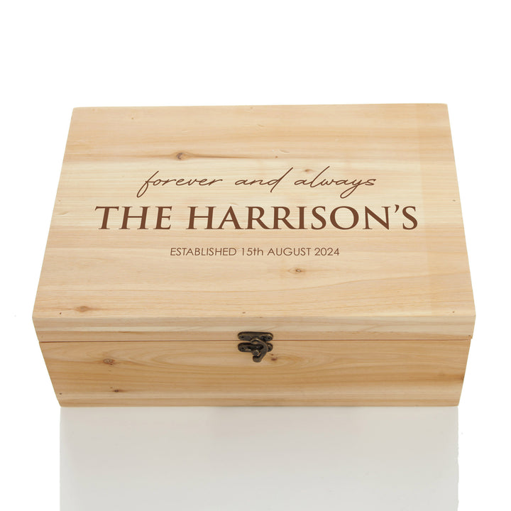 Personalised Forever and Always Wedding Wishing Well Natural Keepsake Box