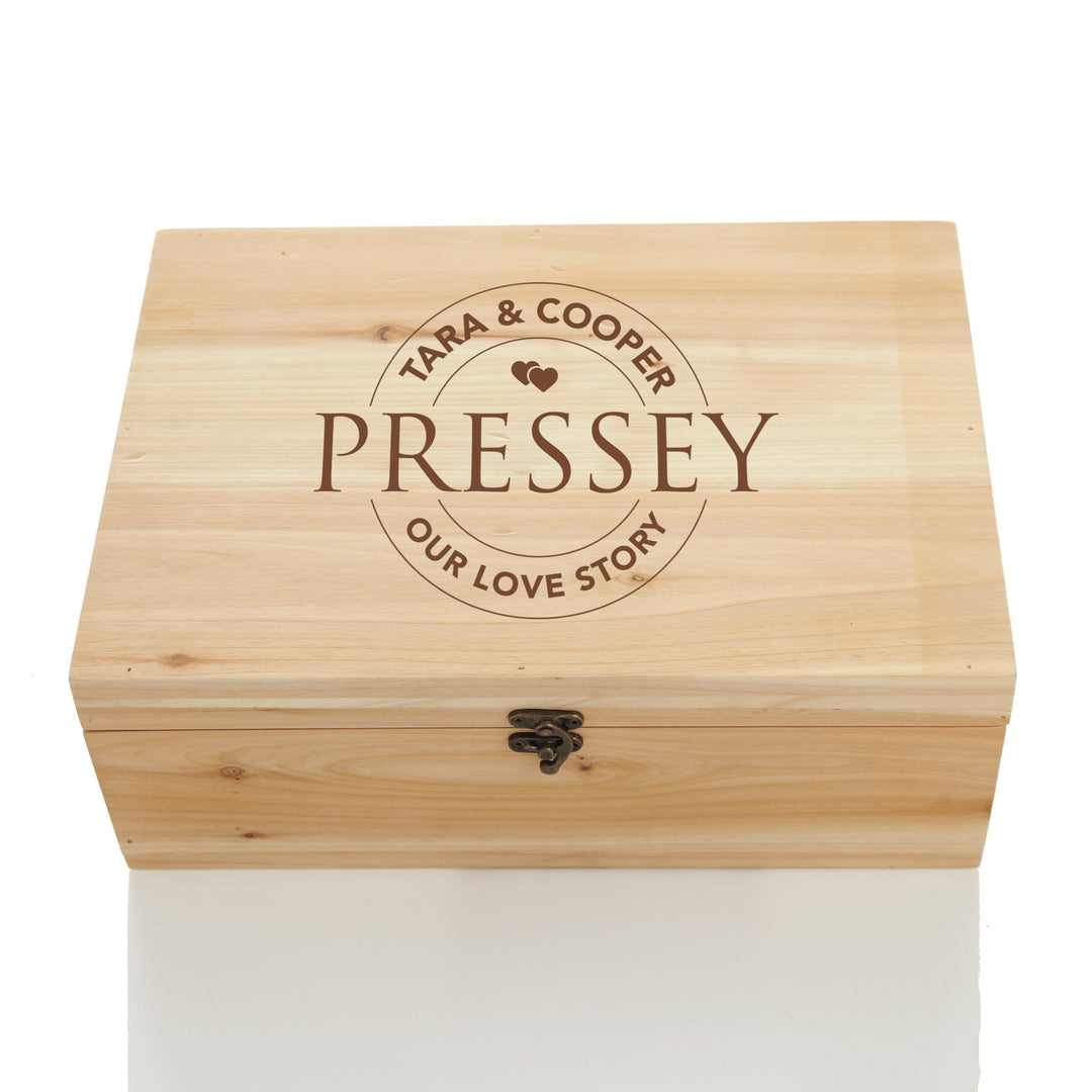 Personalised Our Love Story Wedding Wishing Well Natural Keepsake Box
