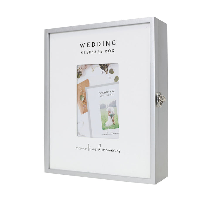 Personalised Wedding Silver Keepsake Box with Photo Frame Angle