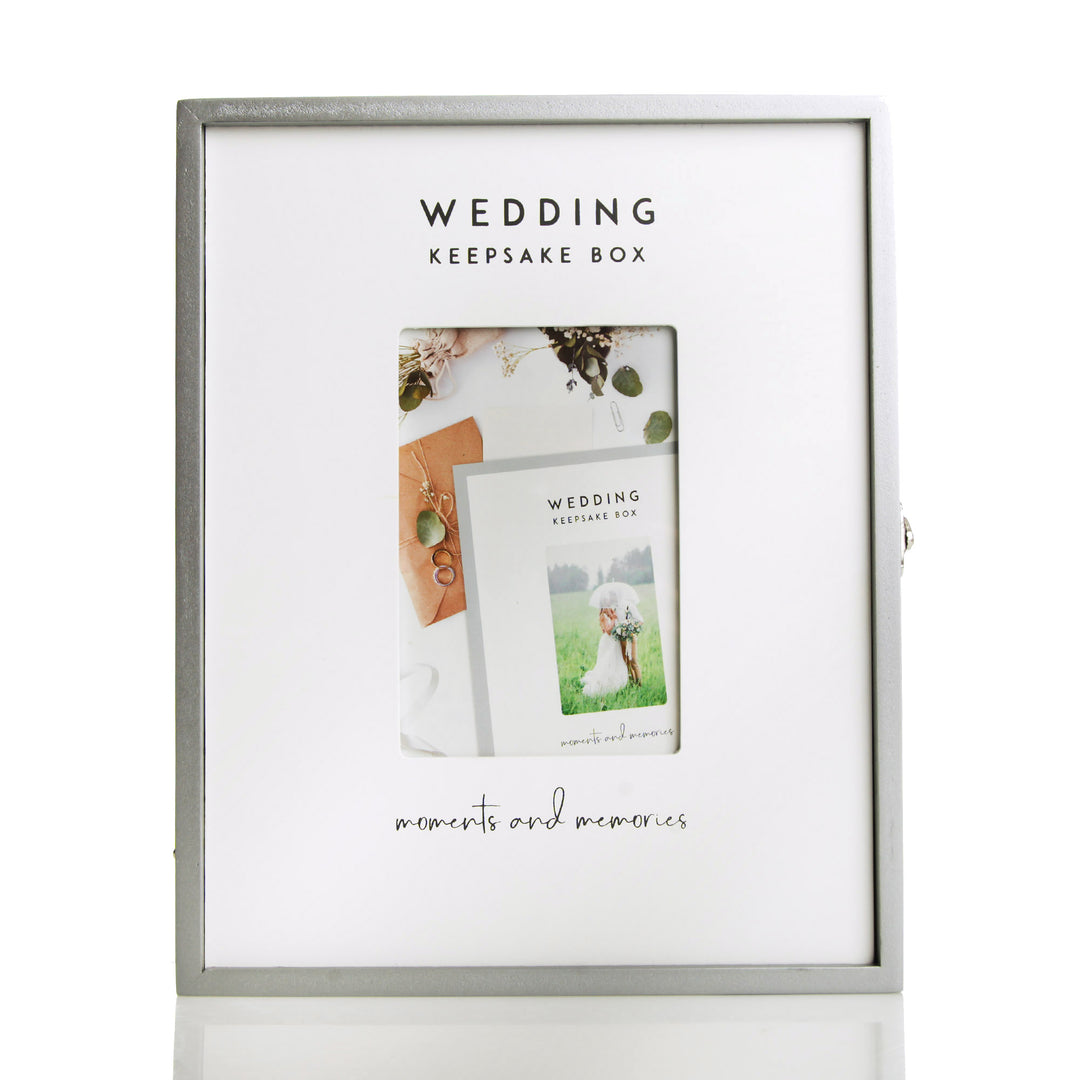 Personalised Wedding Silver Keepsake Box with Photo Frame