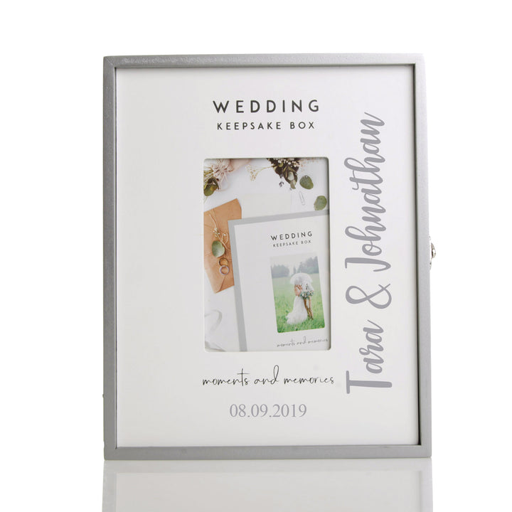 Personalised Wedding Silver Keepsake Box with Photo Frame