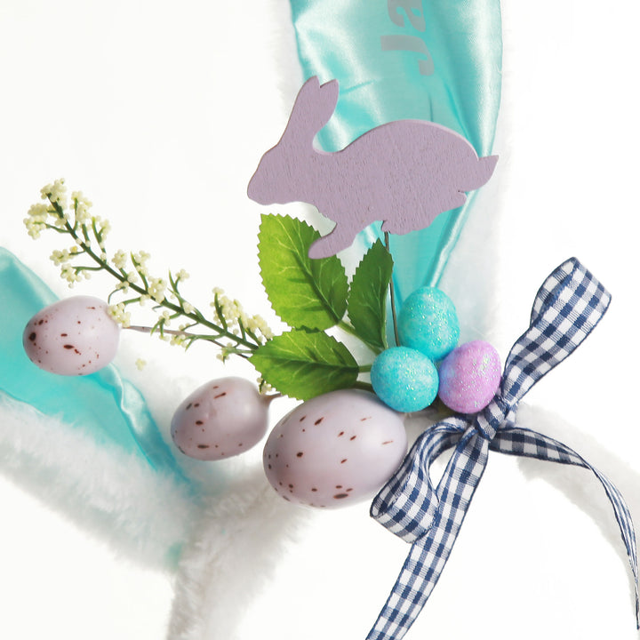 Personalised White and Blue Bunny Easter Headband