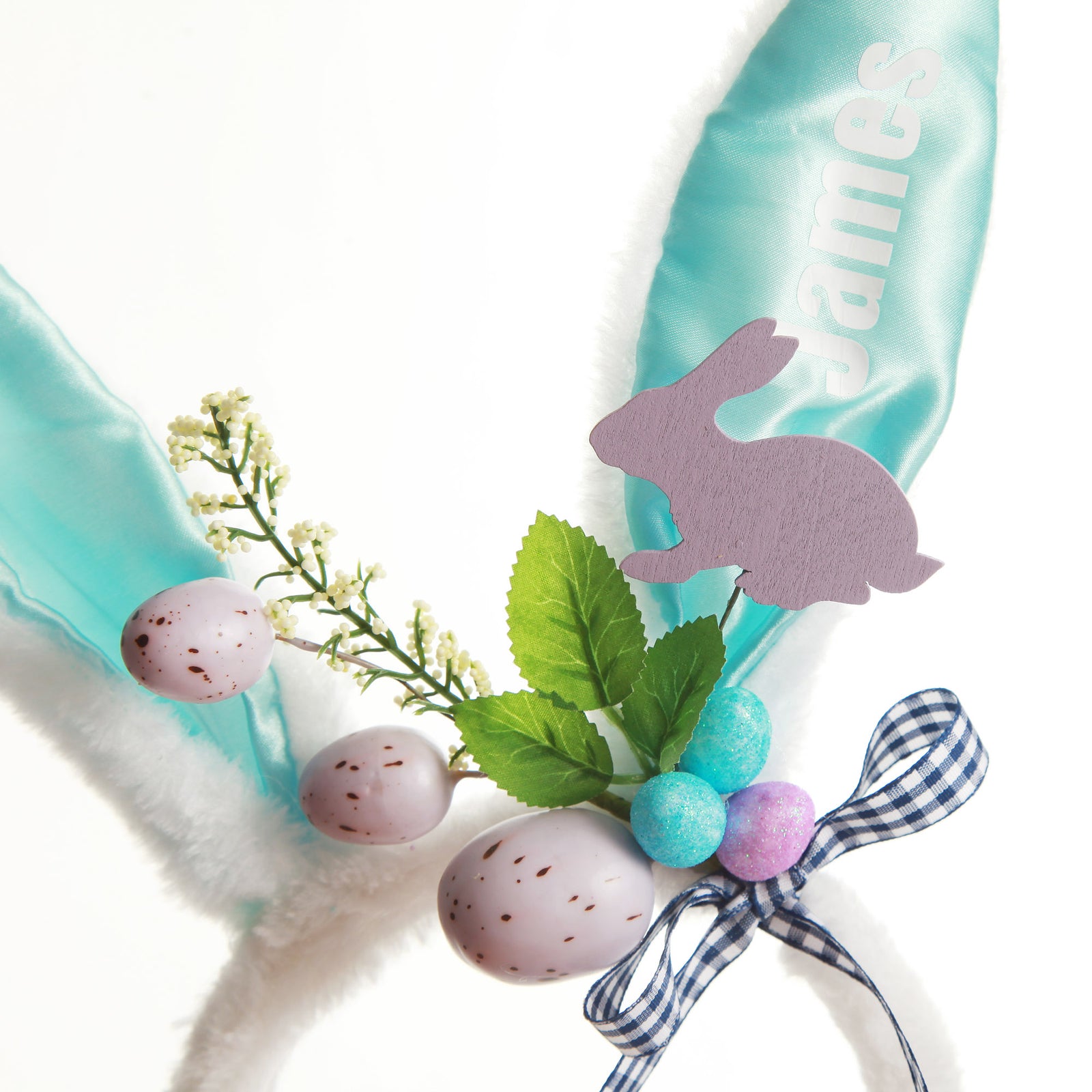 Personalised White and Blue Bunny Easter Headband