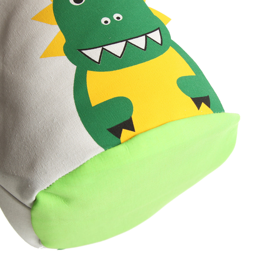 Personalised White Canvas Bucket Bag with Green Dinosaur